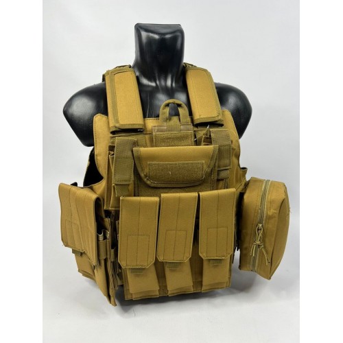 Тактический разгрузочный жилет «5 / пять карманов» с подсумками Tactical Molle Plate Carrier для съемных бронепластин в Курске